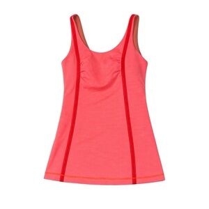 Lululemon Pink Striped Athletic Tank Top Built In Bra Running Yoga Workout